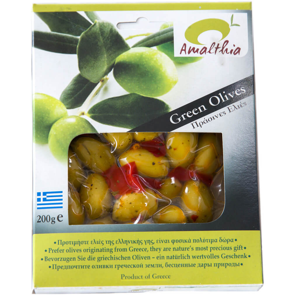Alyvuogės žalios "Amalthia"  200g. (su kauliuku, vakume) 